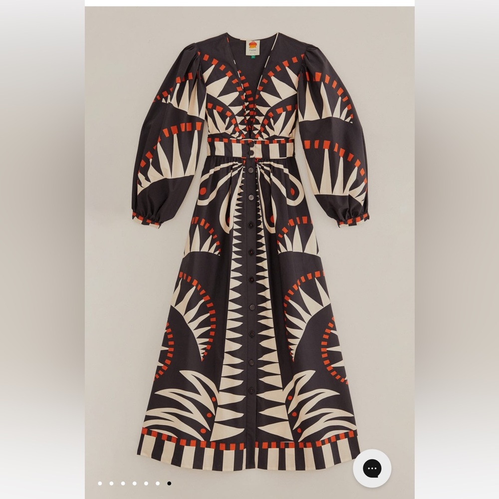 Farm Rio Coconut Grove Puff-Sleeve V-Neck Maxi Dress